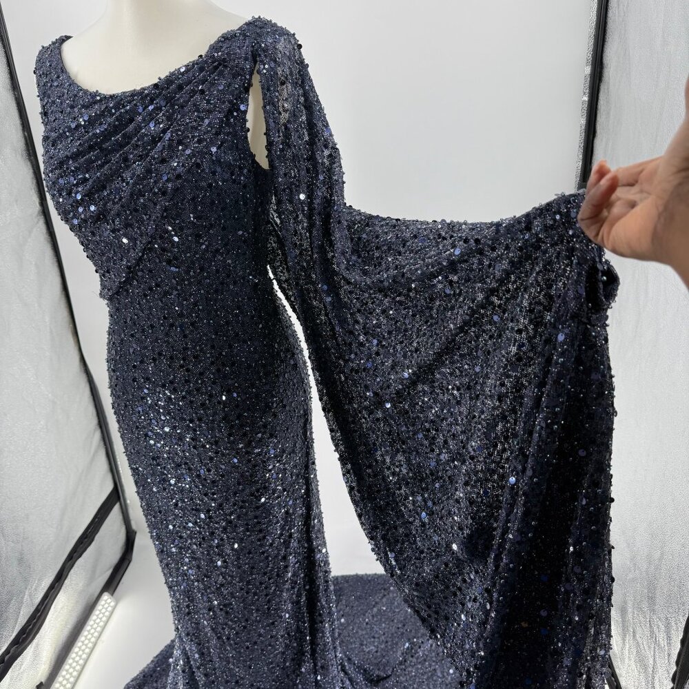 Alyce Paris 27772 - Elegant Scoop Neck Beaded Tulle Gown, Midnight - Picture 6 of 13